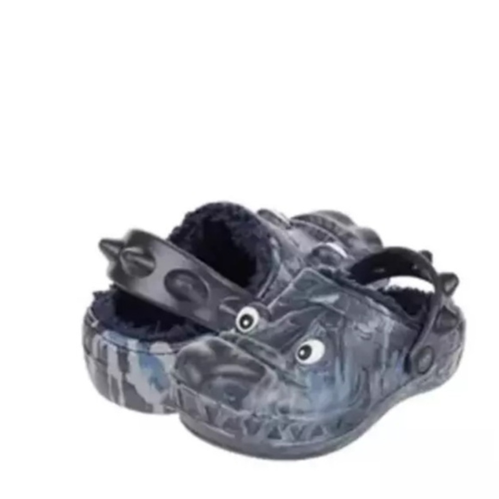 Capelli of New York Toddlers Cozy Swirt Gator Slippers in Black and Navy Sz 6-7